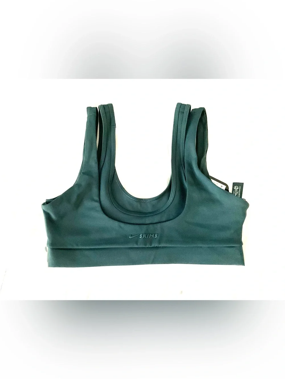 NikeSKIMS Matte Double Strap Scoop Bra Dark Spruce - Picture 3 of 7